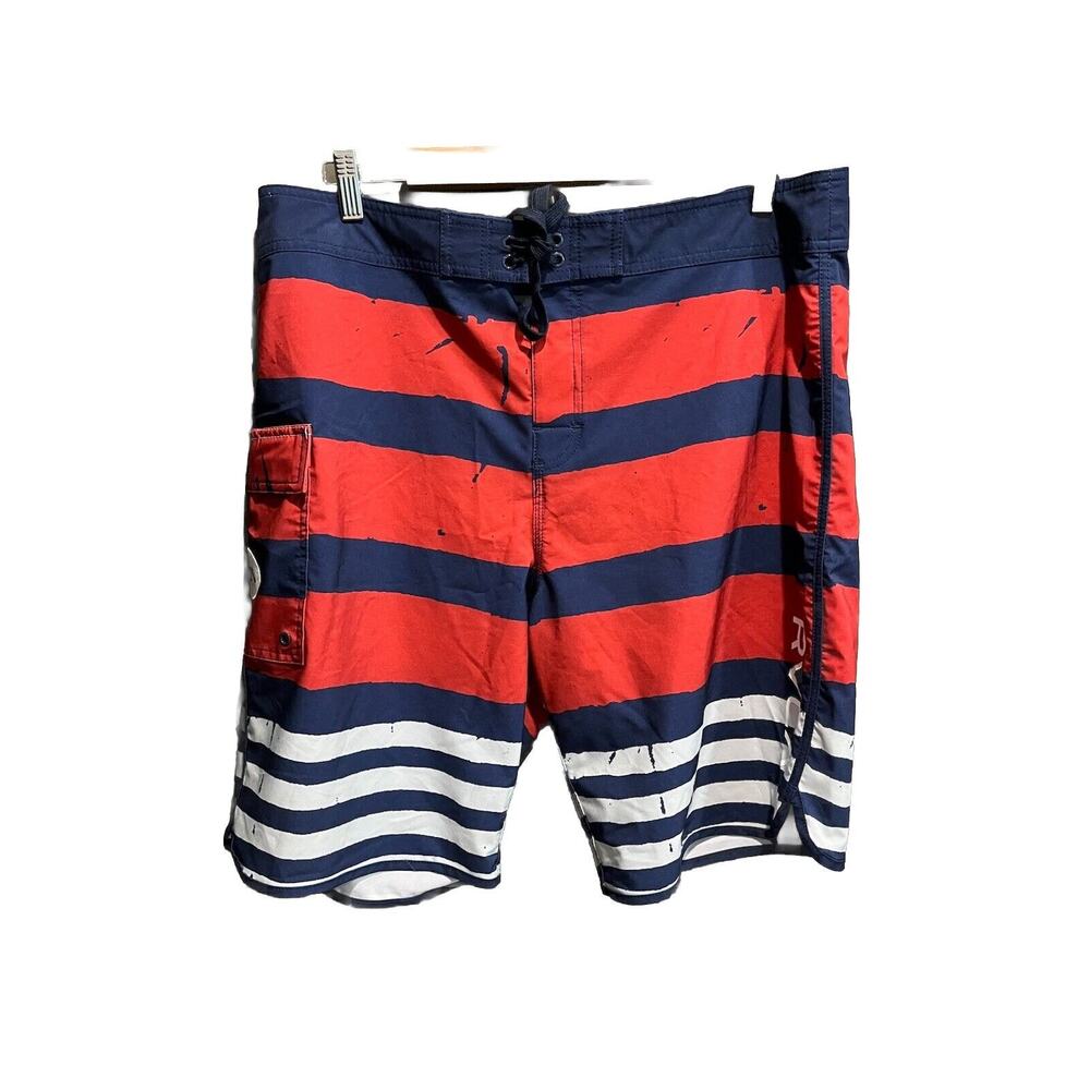 RVCA Navy and Red‎ Striped Balance Men's Activewear Shorts Size 38